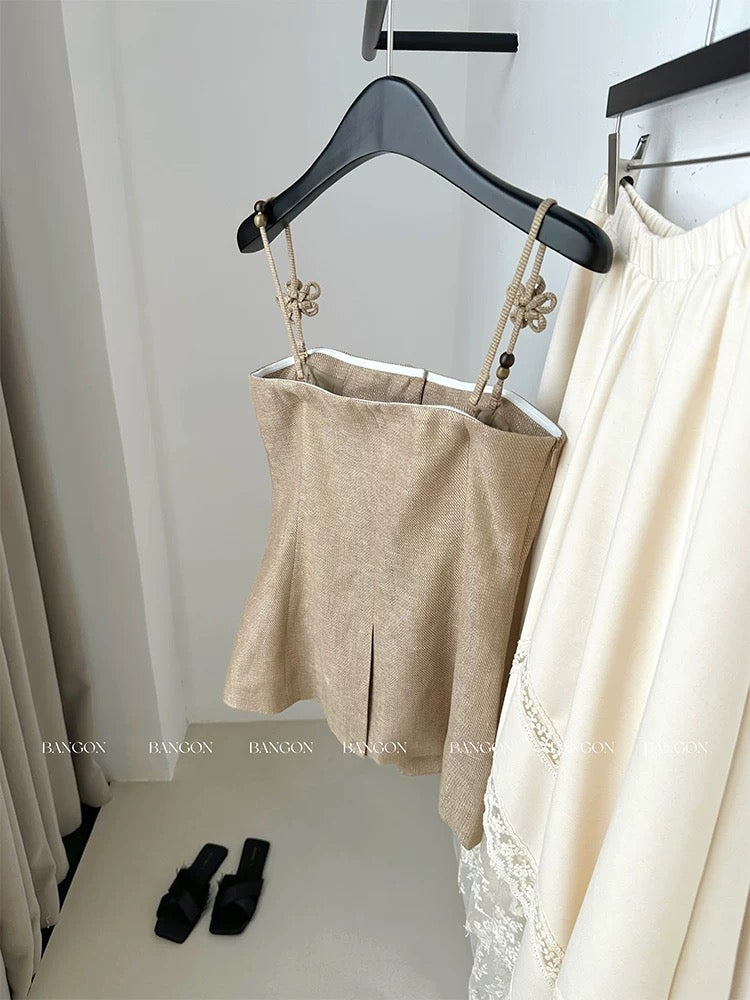 BANGON INS French retro tops 2025 summer new style celebrity temperament high-end tube top vest