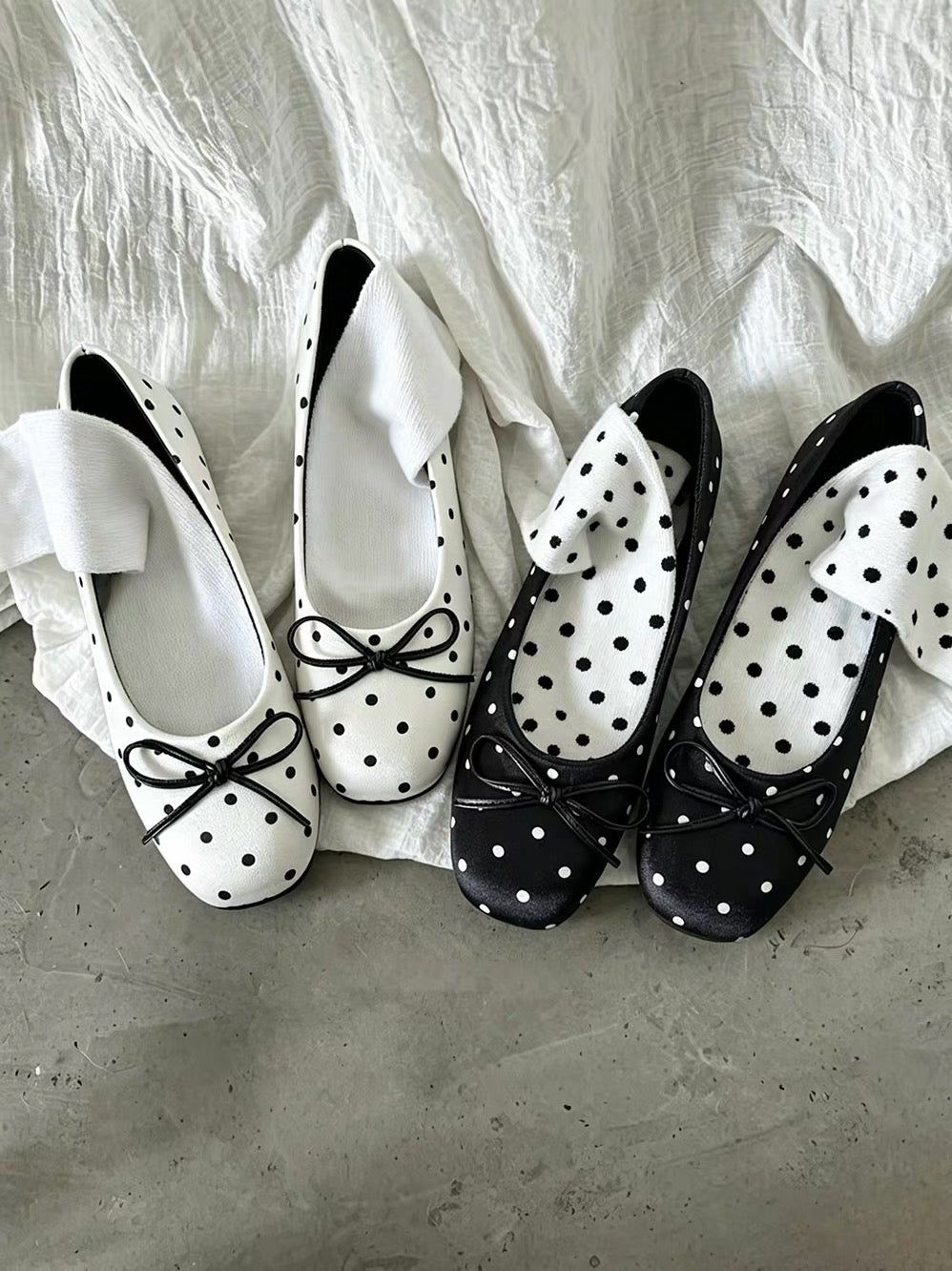 ITIM Women's Retro Polka-Dot Low-Cut Shoes – 2026 New Round-Toe Bow Mary Jane Slip-On Ballet Flats