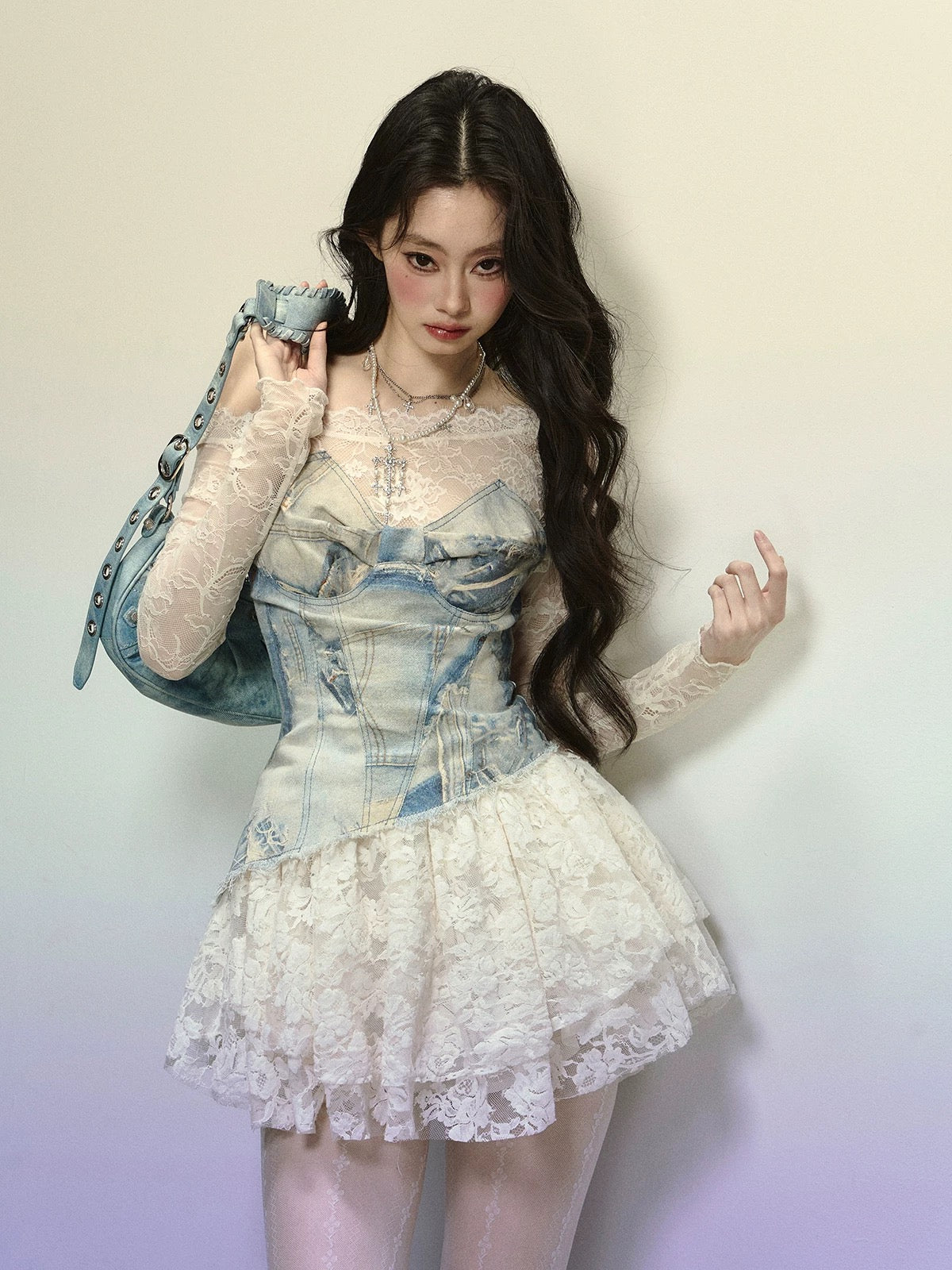 Young and beautiful Vivian French lace splicing off-shoulder dress for –  Lee Nhi Boutique