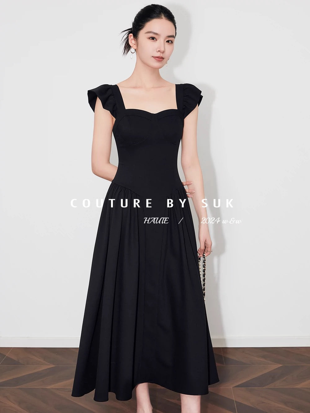 SUK French style 2024 new summer waist slimming white dress short sleeves this year's popular long skirt for women