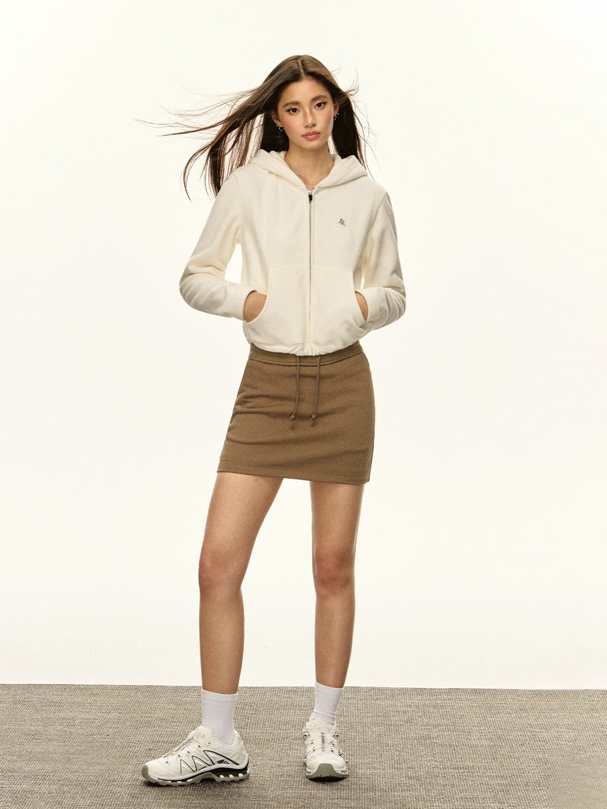 Ariseism American retro polar fleece short hooded cardigan sweatshirt for women 2024 autumn and winter new slim top