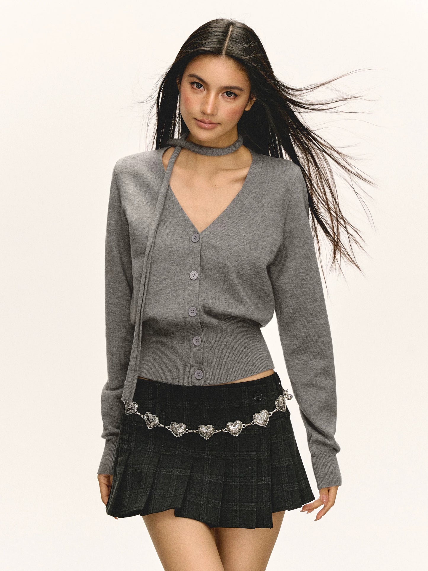 Ariseism American retro V-neck short knitted cardigan for women in autumn and winter new slim-fitting bottoming top