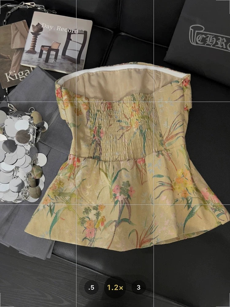 New Chinese retro tube top vest female temperament jacquard high-end summer new sexy sweet and spicy style off-shoulder top