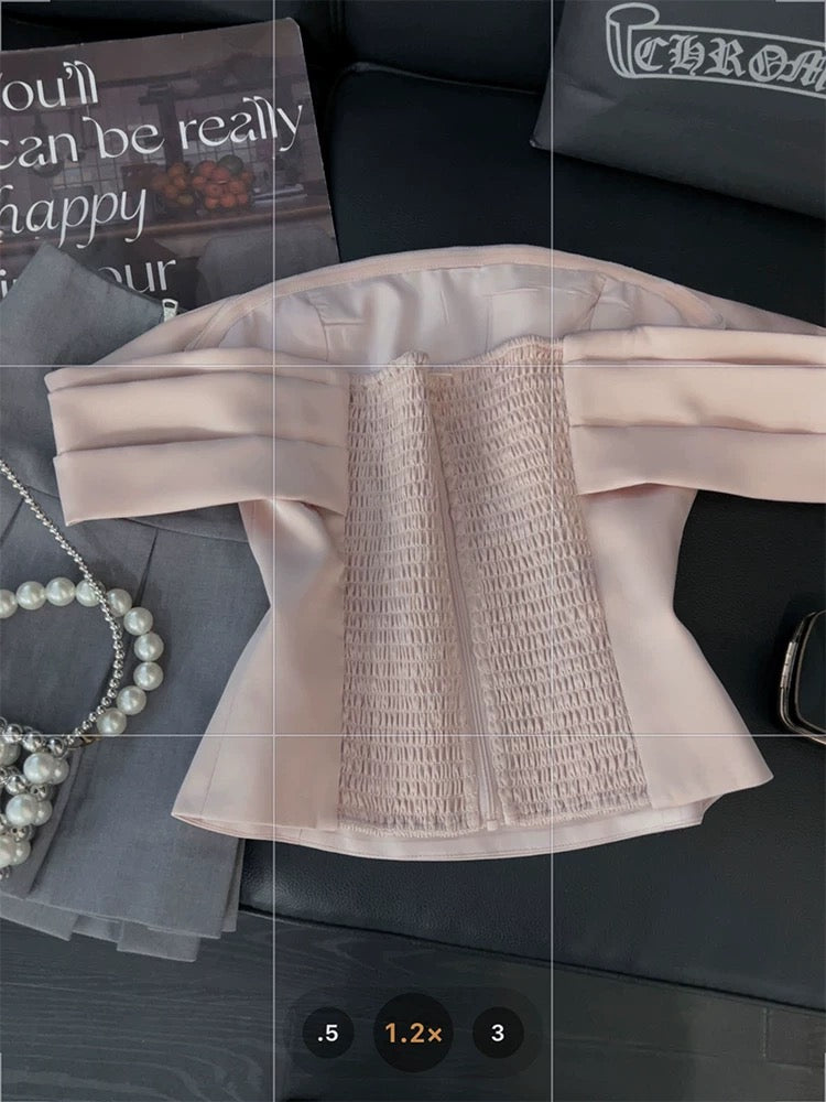 Pink one-shoulder top for women, sweet and gentle, celebrity style, 2025 summer new off-shoulder temperament tube top vest