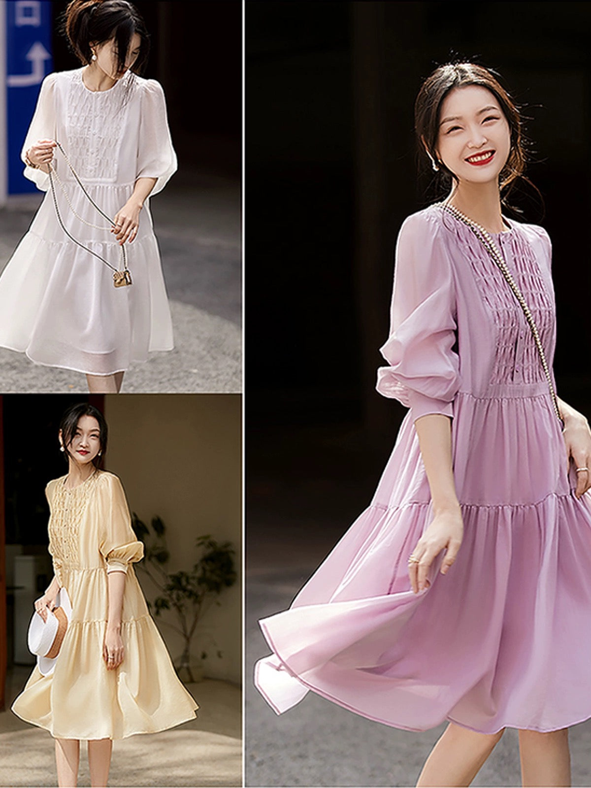 High-end Tencel dress for women 2024 summer new loose casual short-sleeved slimming knee-length long skirt