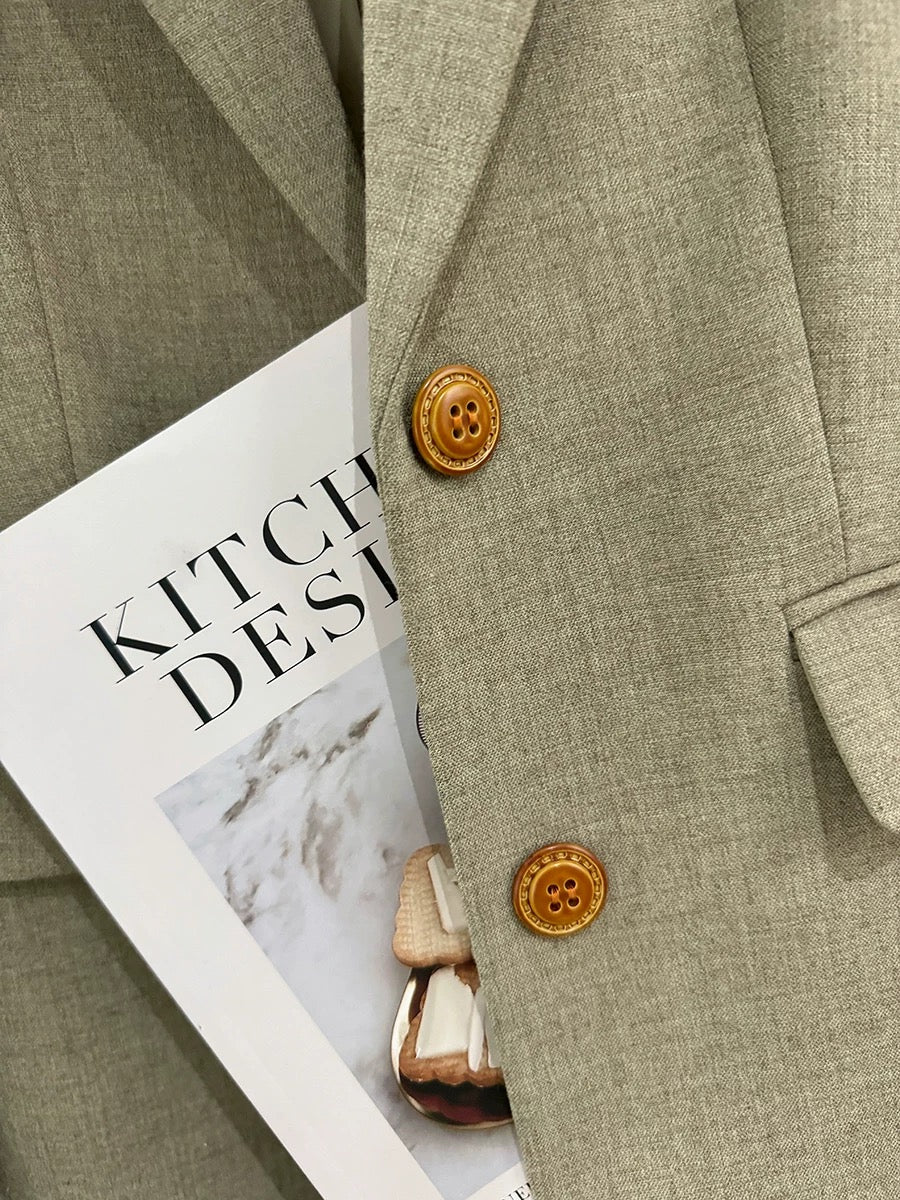 Gray green Korean style exquisite western-style suit jacket for women 2024 new spring and autumn high-end drape trendy small suit