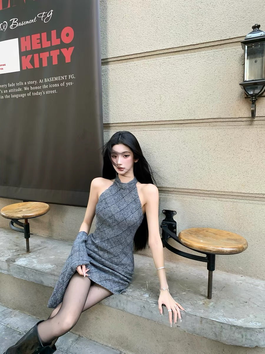 Barb Chill Chanel-inspired knit dress for women, winter style, miu-inspired birthday dress, sweater dress, vest dress.