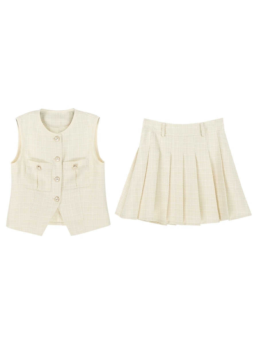Xiajia Xiaoxiangfeng vest, fashionable half-length skirt, age-reducing temperament, two-piece suit for women, a complete set of summer clothes