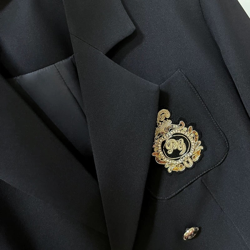 Black college style embroidered suit jacket for women with design sense 2023 spring and autumn new trendy street fashion small suit