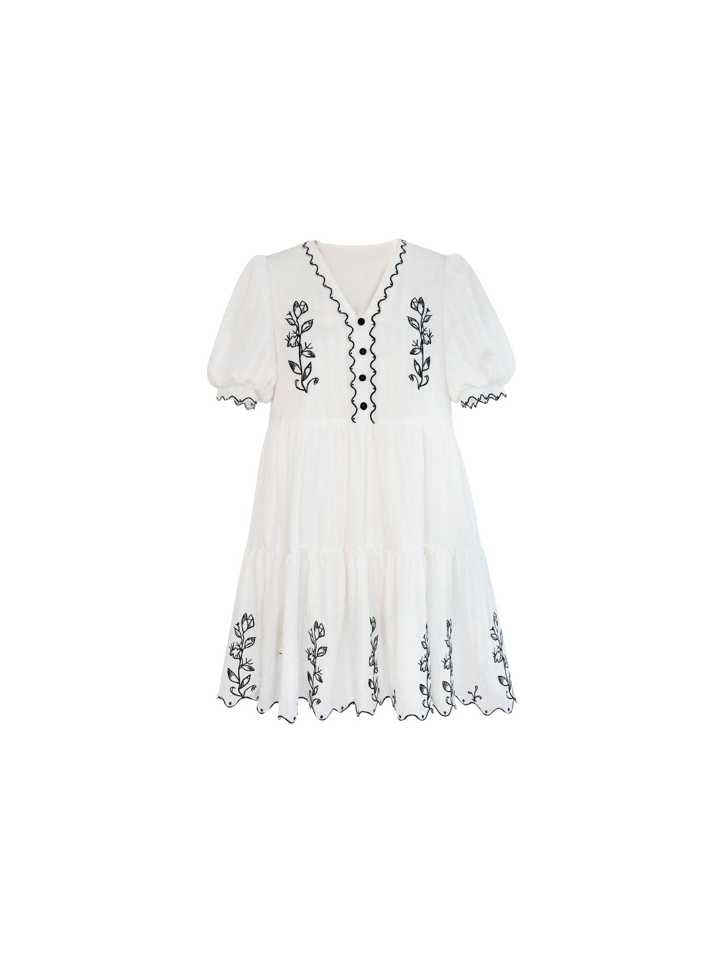 DALU April 23 "Flower Field" wavy edge heavy embroidery baby shirt + loose baby dress