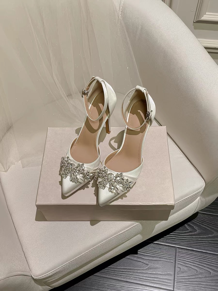 Crafted early autumn women's shoes, stunningly beautiful platform rhinestone high heels perfect for evening parties, balls, and formal wear.