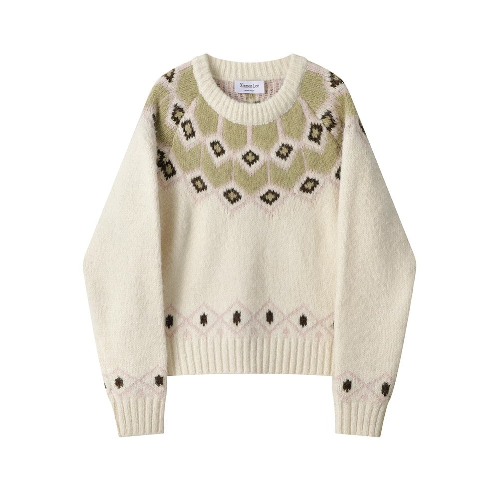 XinmonLee Japanese retro autumn and winter lazy style sweater bottoming shirt winter women's temperament casual all-match tops