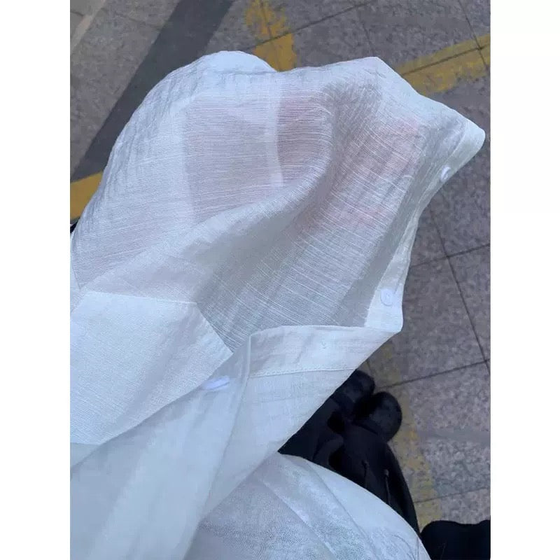Korean style white thin sunscreen long-sleeved shirt women's summer new loose lazy style shirt casual jacket top