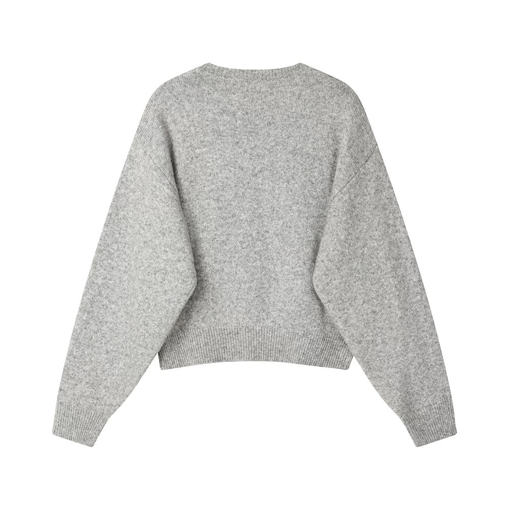 XinmonLee lazy style age-reducing all-match apple embroidered knitted sweater design autumn and winter slim all-match women
