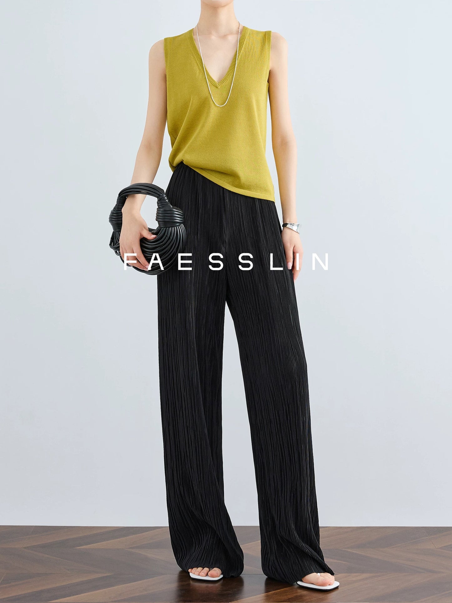 FAESSLIN tall lengthened accordion pleated pants high-end drapey wide-leg pants women's summer thin cool casual pants