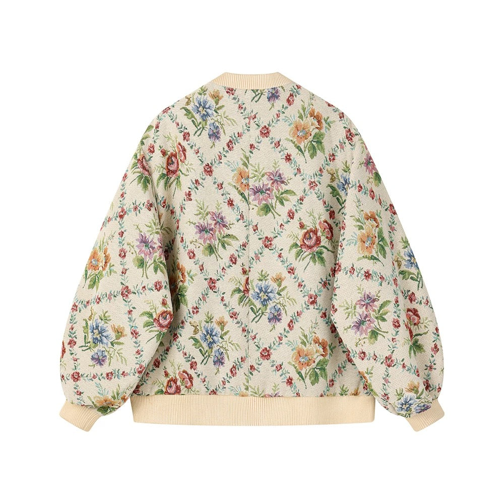 XinmonLee niche retro high-end oil painting jacquard baseball jacket autumn and winter jacket chic jacket super good-looking