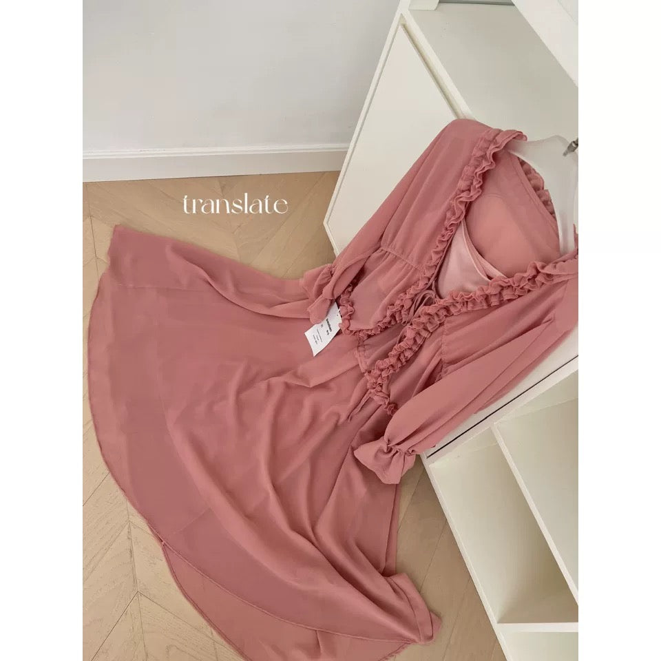 Miyou homemade spring comic French heavy wood ear edge holiday style loose top A-line skirt suit spring