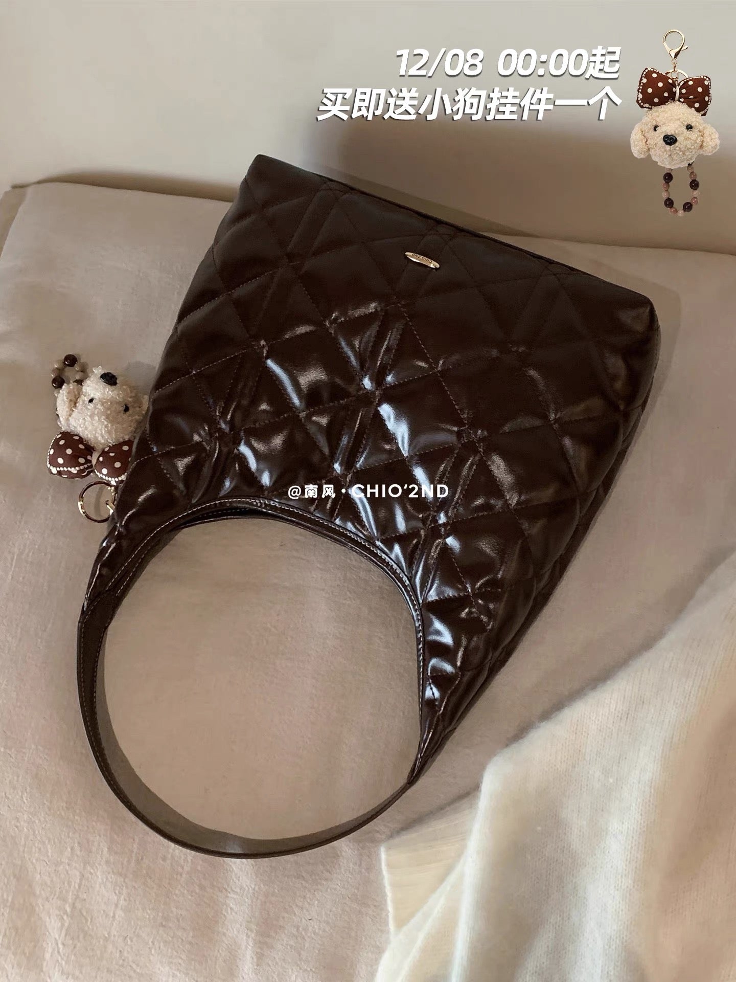 Chio2nd Mong Kok Neon Tote Bag, Women's Diamond Pattern Hobo Handbag, Commuter Shoulder Bag/Underarm Bag