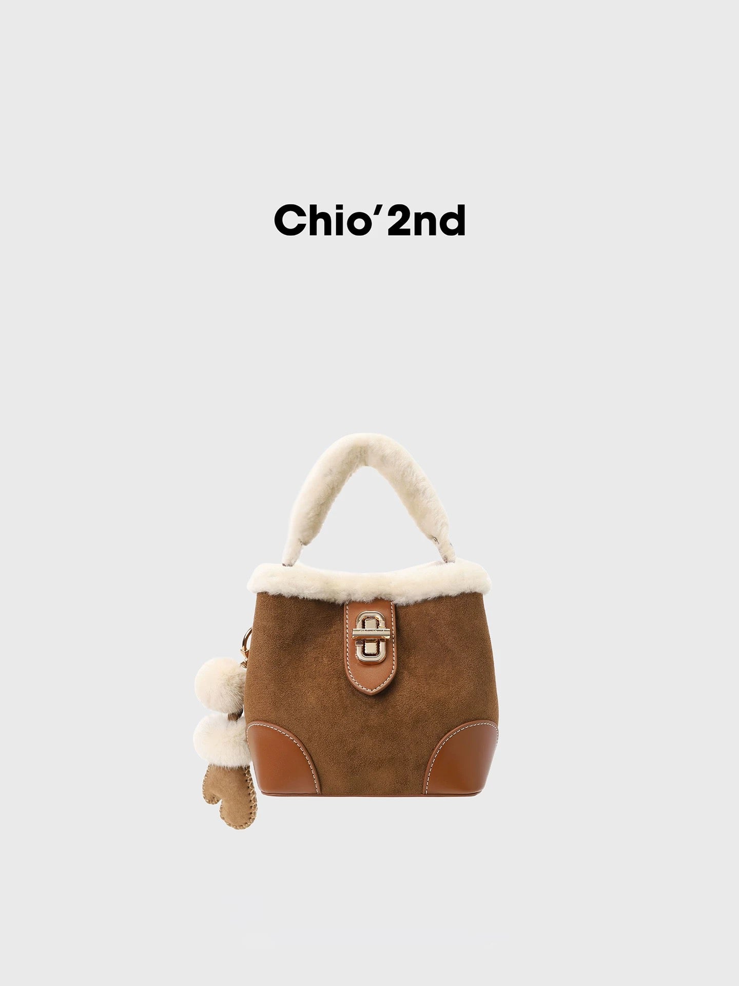 Chio2nd Genuine Wool Autumn Style Bucket Bag for Women, Plush Handbag, Shoulder Bag, Crossbody Bag