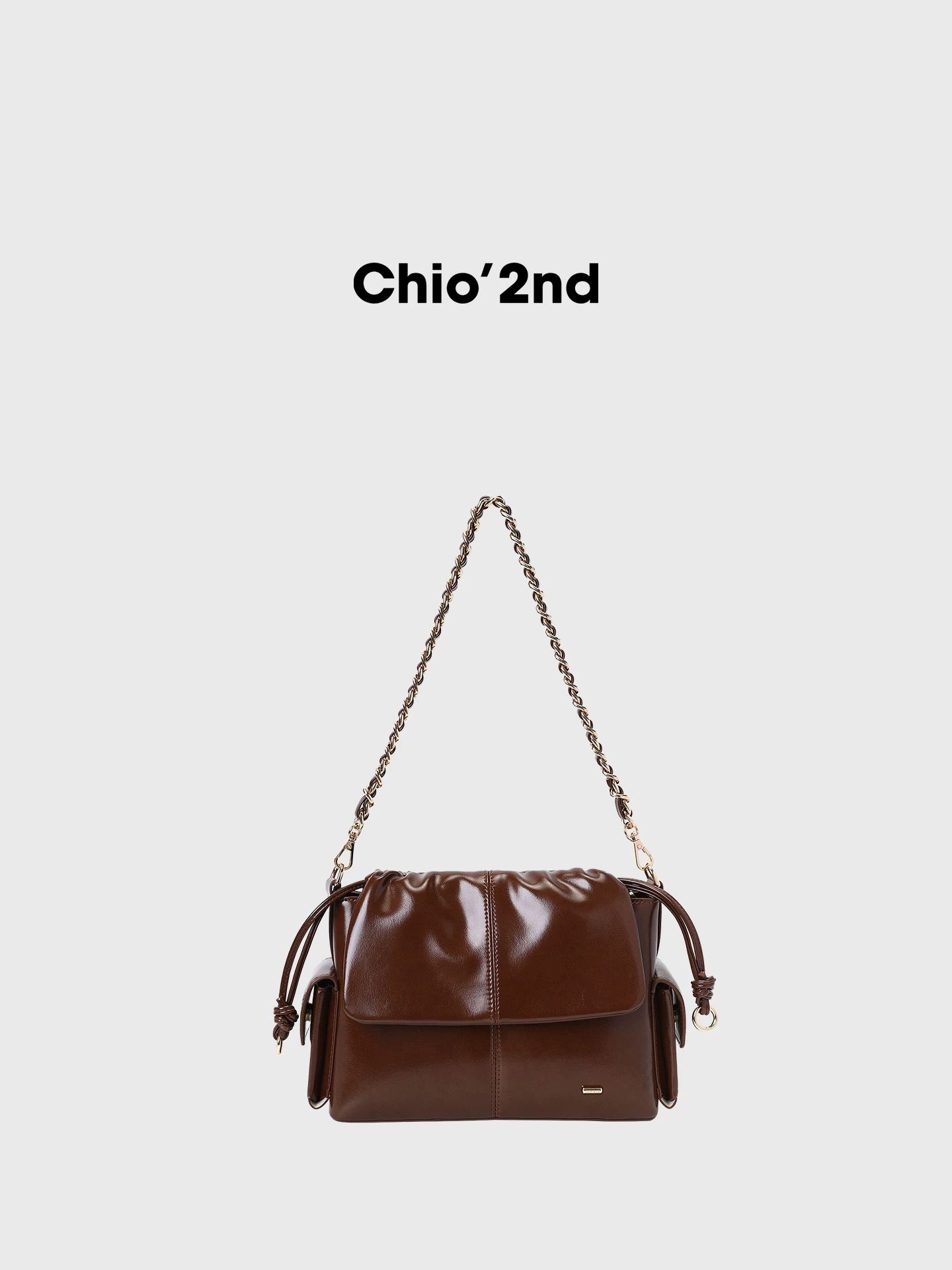 Chio2nd Winter Truffle Shoulder Bag, High-End, Unique, and Distinctive Style, Women's Glossy Textured Crossbody Bag