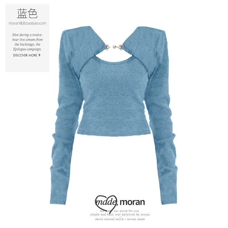 Atmosphere hot girl pure lust style knitted cardigan women's halter top blouse two-piece suit waistcoat slim top spring
