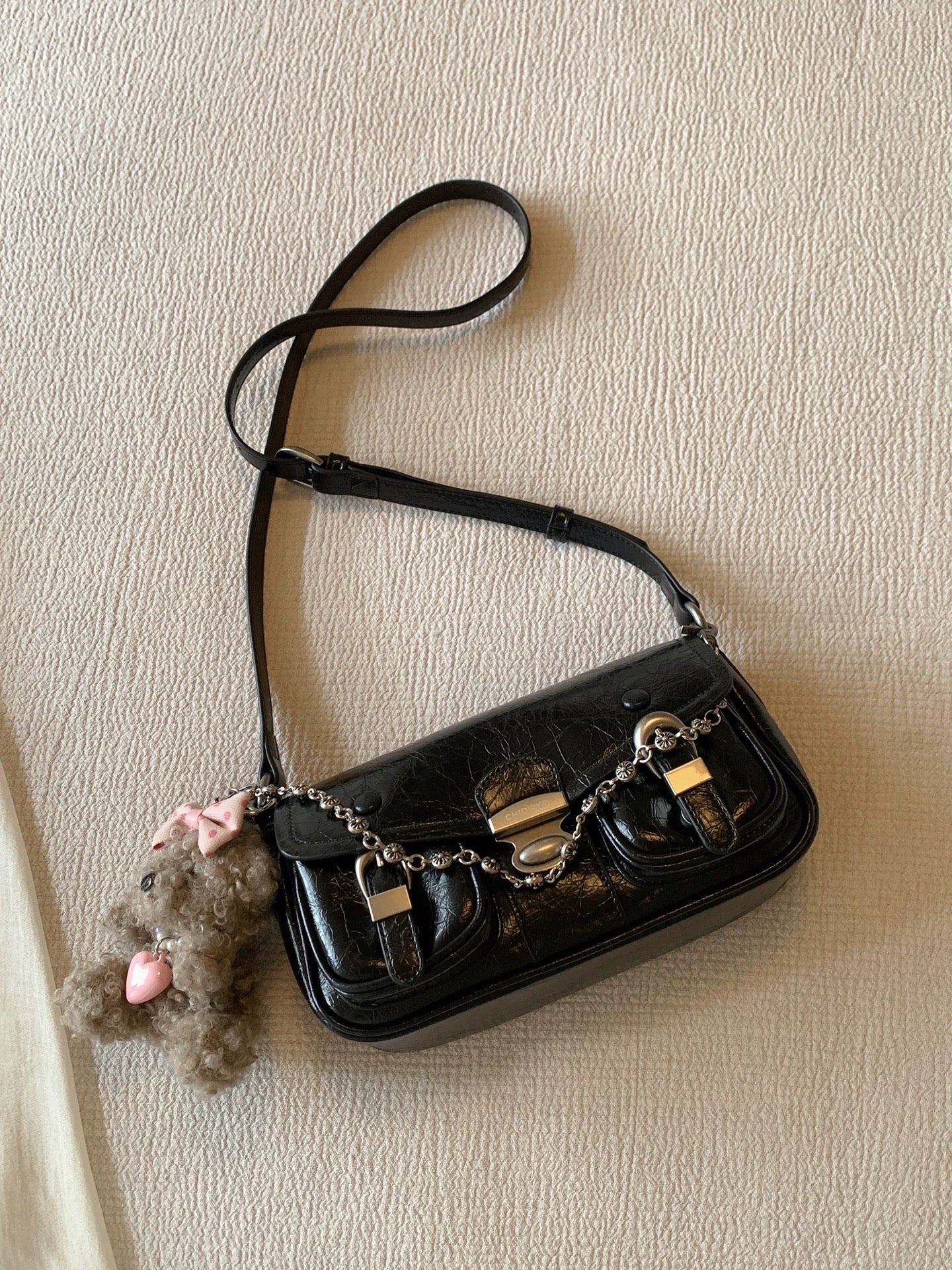 Chio2nd Rainbow Ball Women's Shoulder Bag 2025 New Style, Niche Ins Style, Motorcycle Shoulder/Crossbody Bag