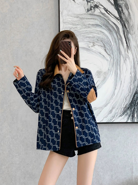 Spring and Autumn high-end denim jacket for women Spring and Autumn 2024 new temperament retro Hong Kong style petite shirt top