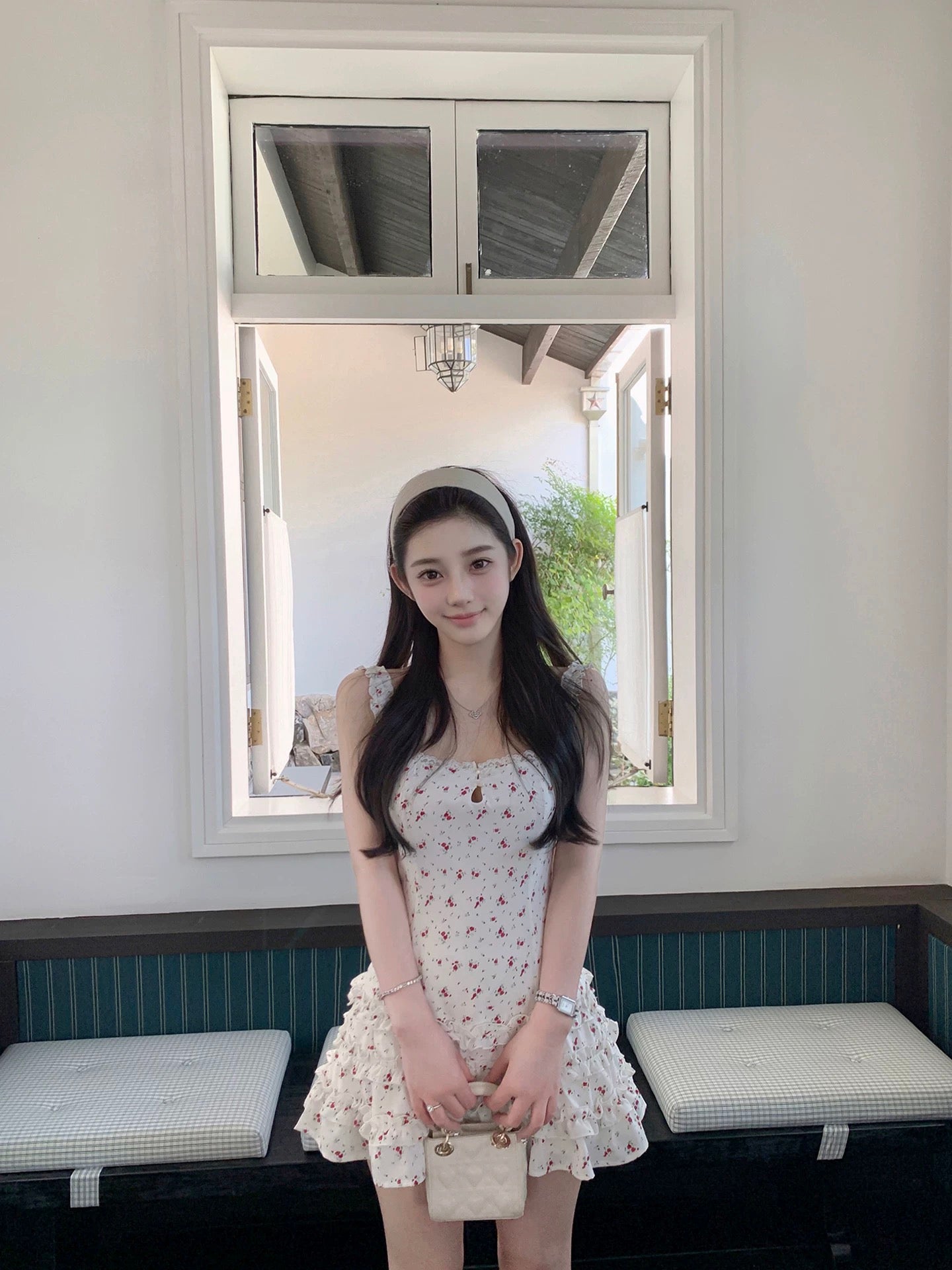 Ruoyu Customization Alice Diary Temperament Retro Floral Lace Splicing Cake Suspender Dress with Shorts