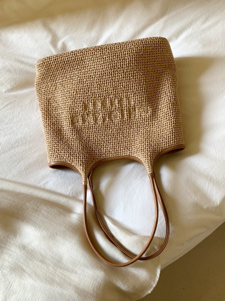 Chio2nd Shop Owner's Original Rhine Spring Break Tote Bag Women's Autumn Woven Bag Large Capacity Shoulder Bag