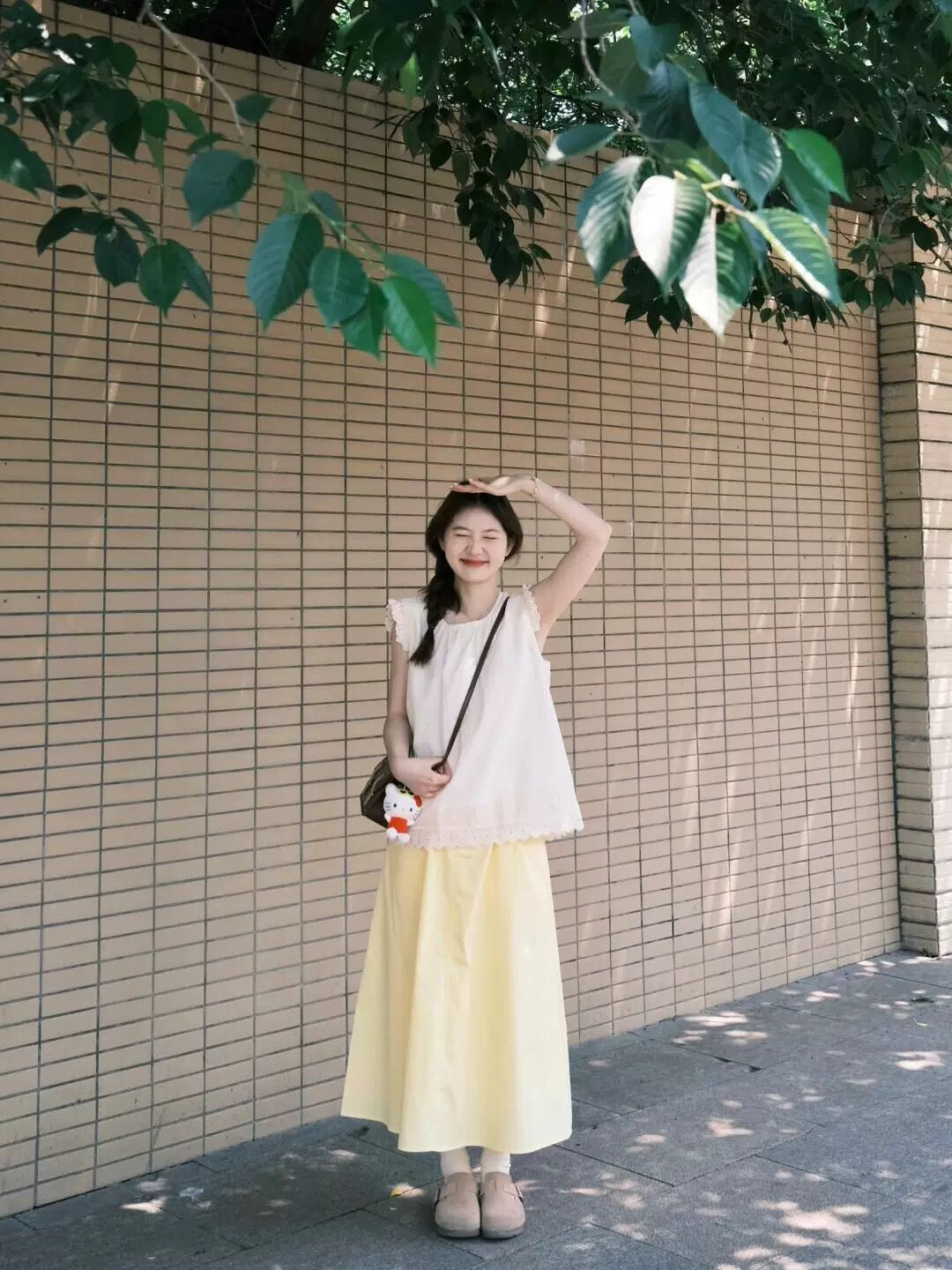 Breast fufu, fresh, sweet, gentle, flying sleeves top, A-line half-length skirt, two-piece suit for petite women