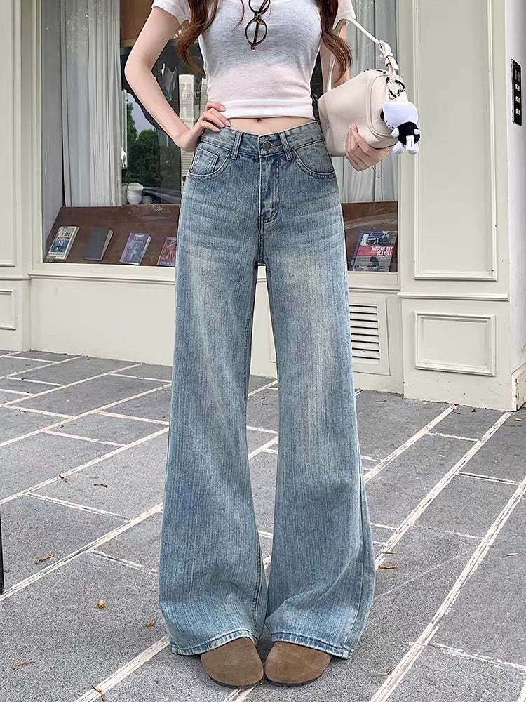 Women's American Retro Low-Rise Flared Jeans (Summer 2026 New Arrival) – Loose, Stylish, Versatile Wide-Leg Fit with Slub Texture