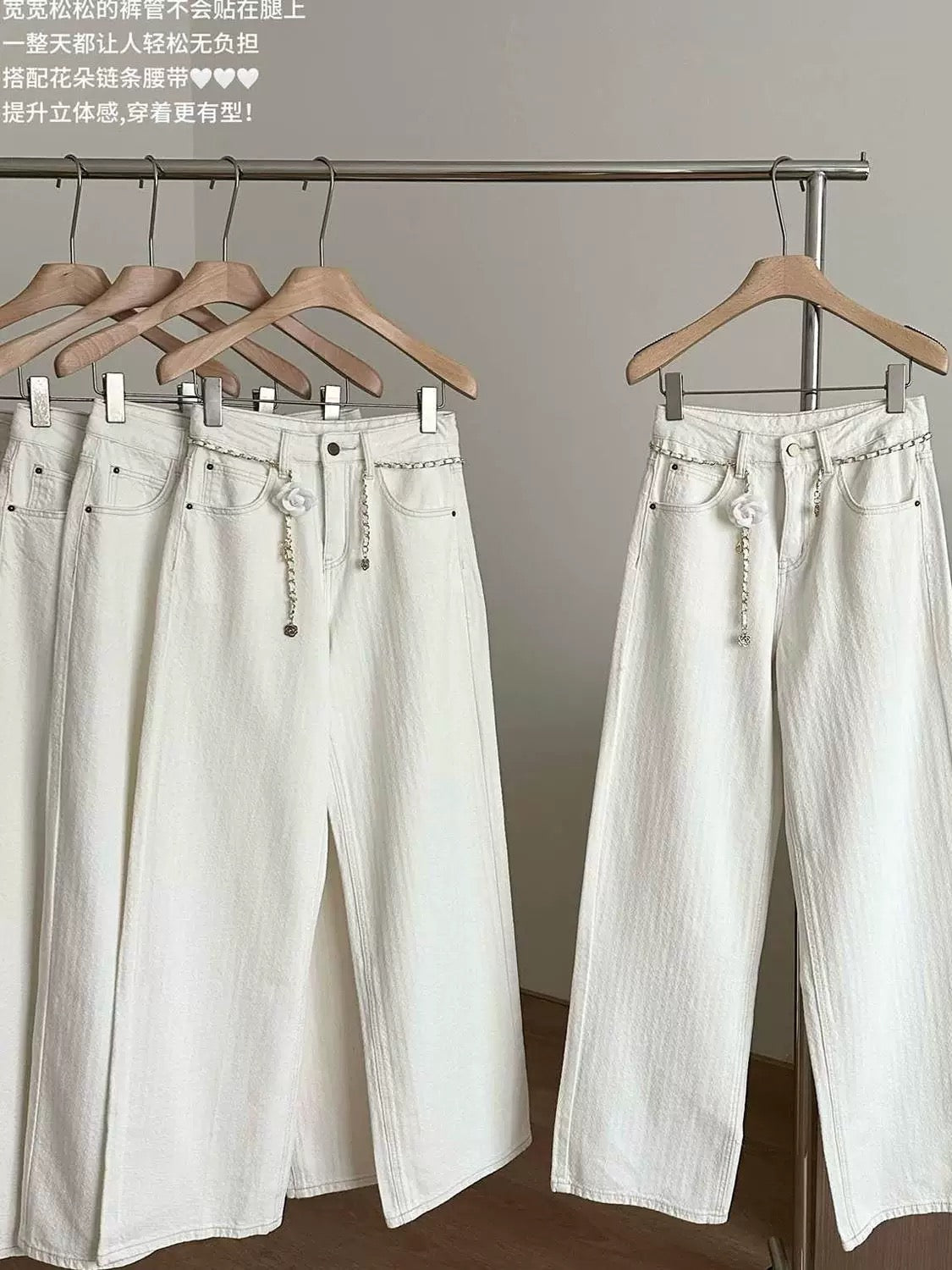 Duolaimei pattern plus velvet wide-leg jeans women's 25 spring new high waist slim trousers