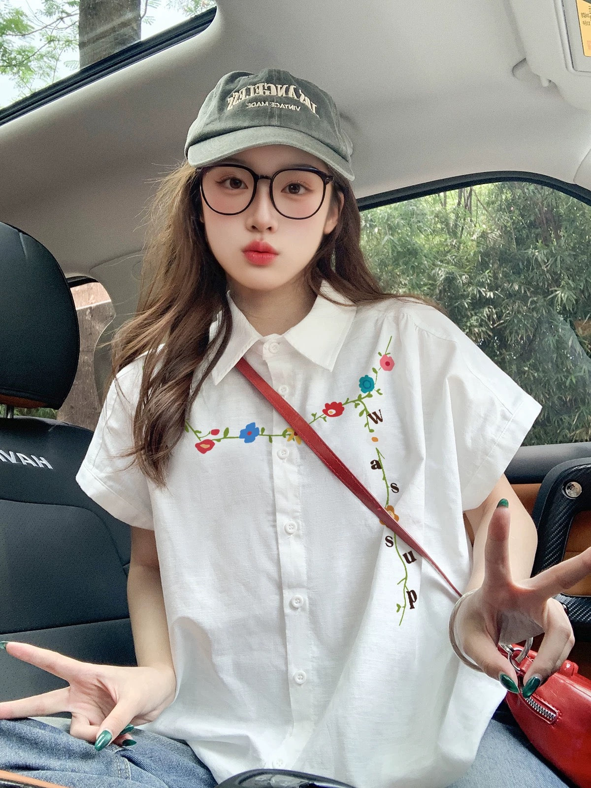 2025 New White Short-Sleeve Shirt for Women, Loose Fit, Youthful, Niche Trendy Brand, Small Flutter Sleeve Shirt Top