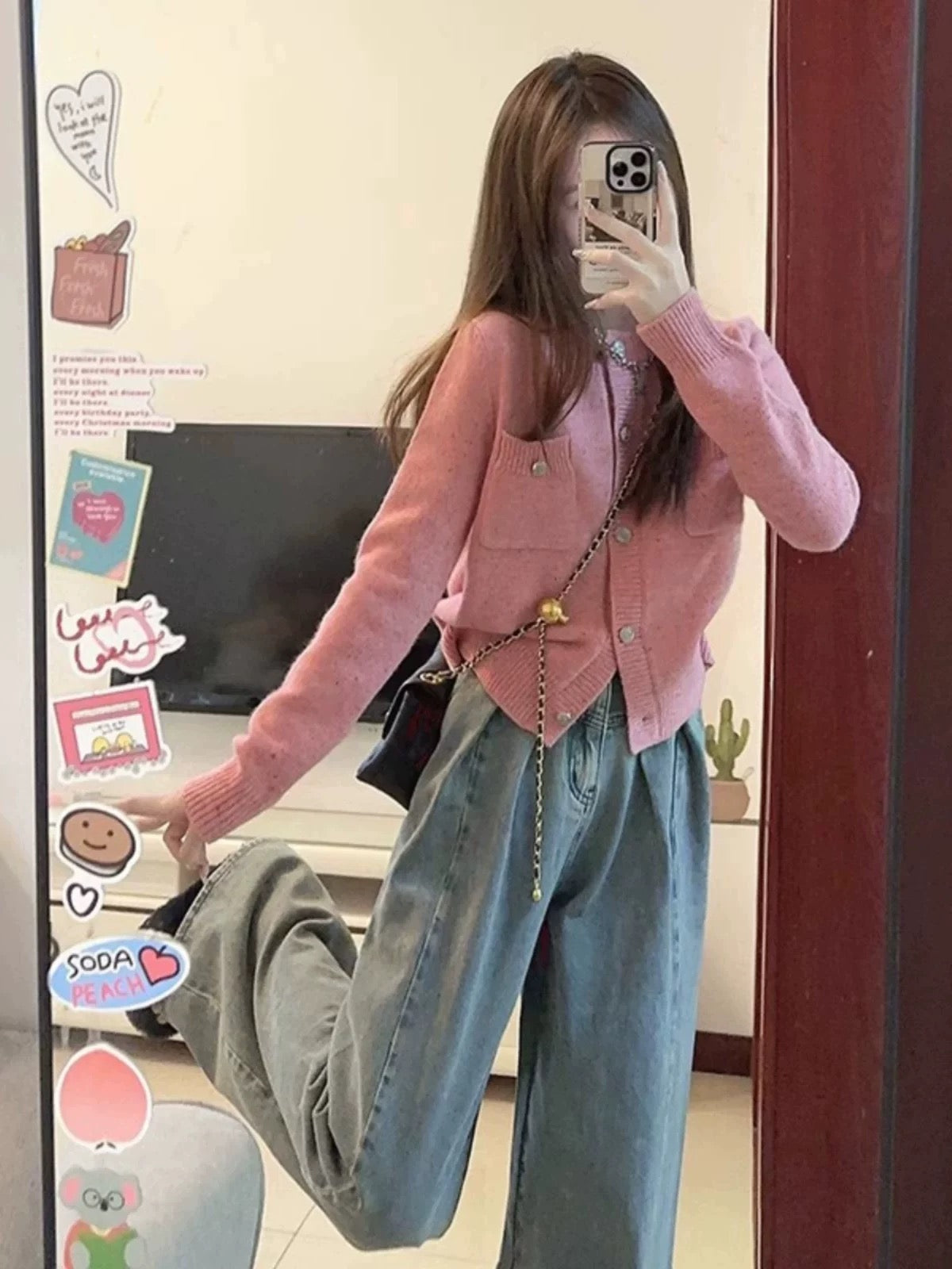 Early autumn outfit with a complete set of high-end Korean drama outfits for small people, small fragrance style, milk fufu sweater two-piece suit