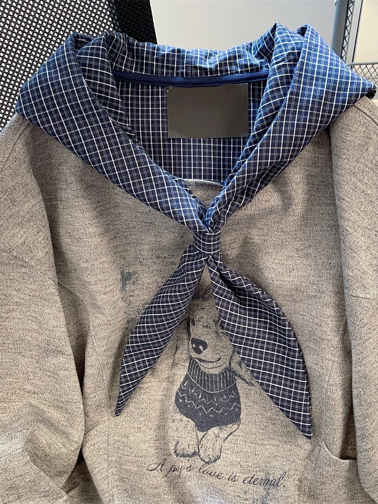 2025 New Arrival: Trendy Plaid Tie-Waist Sweatshirt for Women, Autumn/Winter - Unique and Beautiful Design.