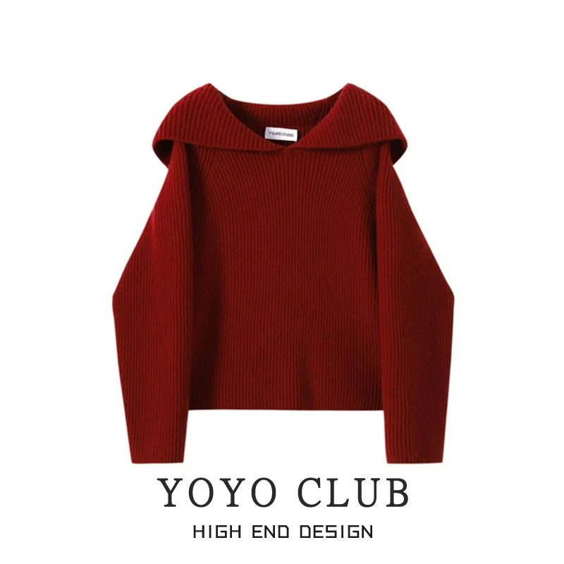 YOYO CLUB2024 autumn and winter new sweater women's small lazy style top loose knitted sweater