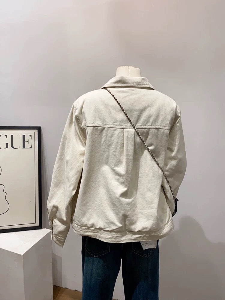 Customer supply of large factory goods ~ Japanese style workwear retro denim jacket for women, spring and autumn loose casual workwear tops