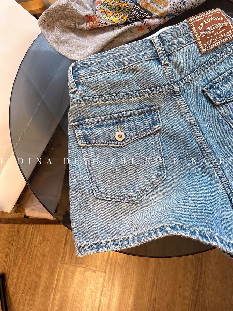 Women's Summer Distressed Denim Shorts – Loose, High-Waisted, European-Style "Hot Pants" – Trendy A-Line Wide-Leg Fit