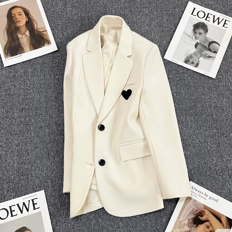 Off-white suit jacket for women 2025 spring and autumn new design Korean style casual street fashion niche suit