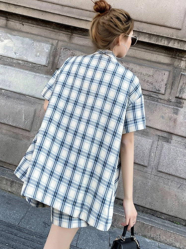 Suit suit women's summer niche plaid shorts 2024 new casual western style fashion age-reducing suit two-piece set