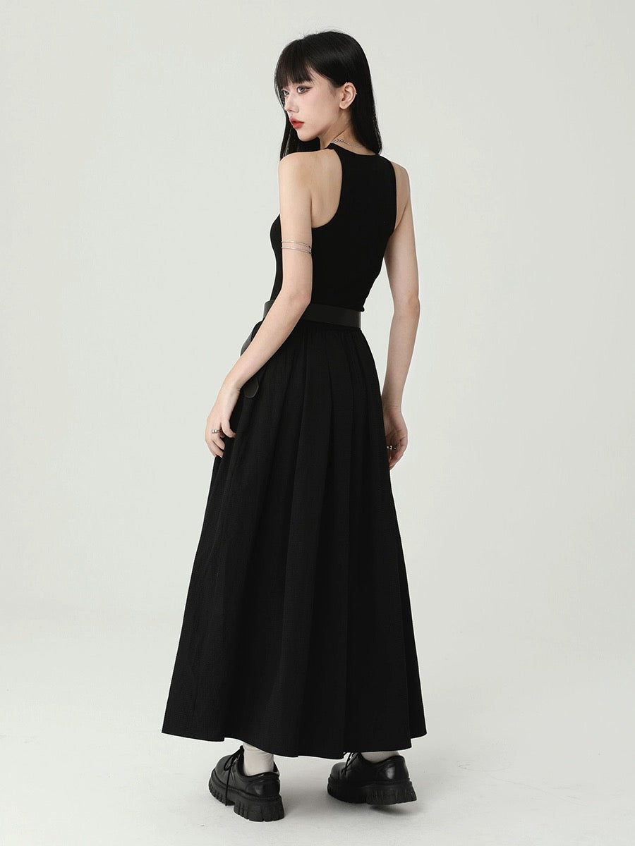 Ghost girl black sleeveless vest suspender dress summer niche design gothic style long skirt atmosphere