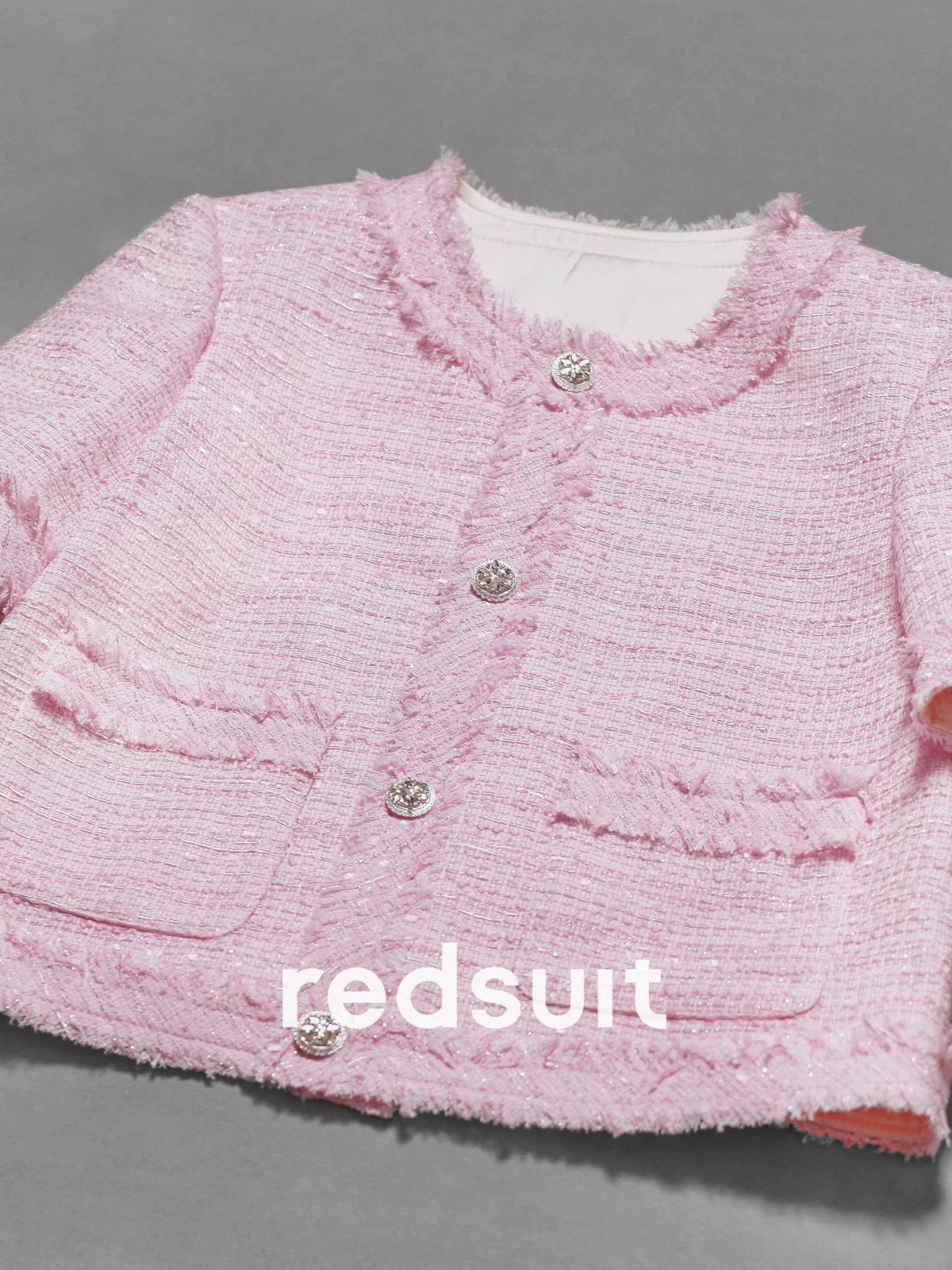 redsuit French elegant and sweet Chanel style short-sleeved top with exquisite tassel round neck and slimming thin jacket