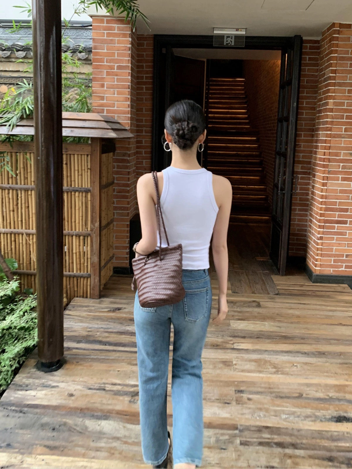 pusumede blue loose straight jeans for women summer American retro high waist slim versatile casual trousers