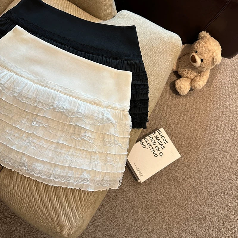 Jade Closet direct store recommendation ~ Pure desire style sweet hot girl layered lace lace anti-exposure short skirt