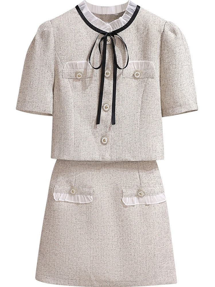 Xiaoxiangfeng suit skirt for women in summer 2024 new summer dress to match a small person to make him look taller, a complete two-piece set