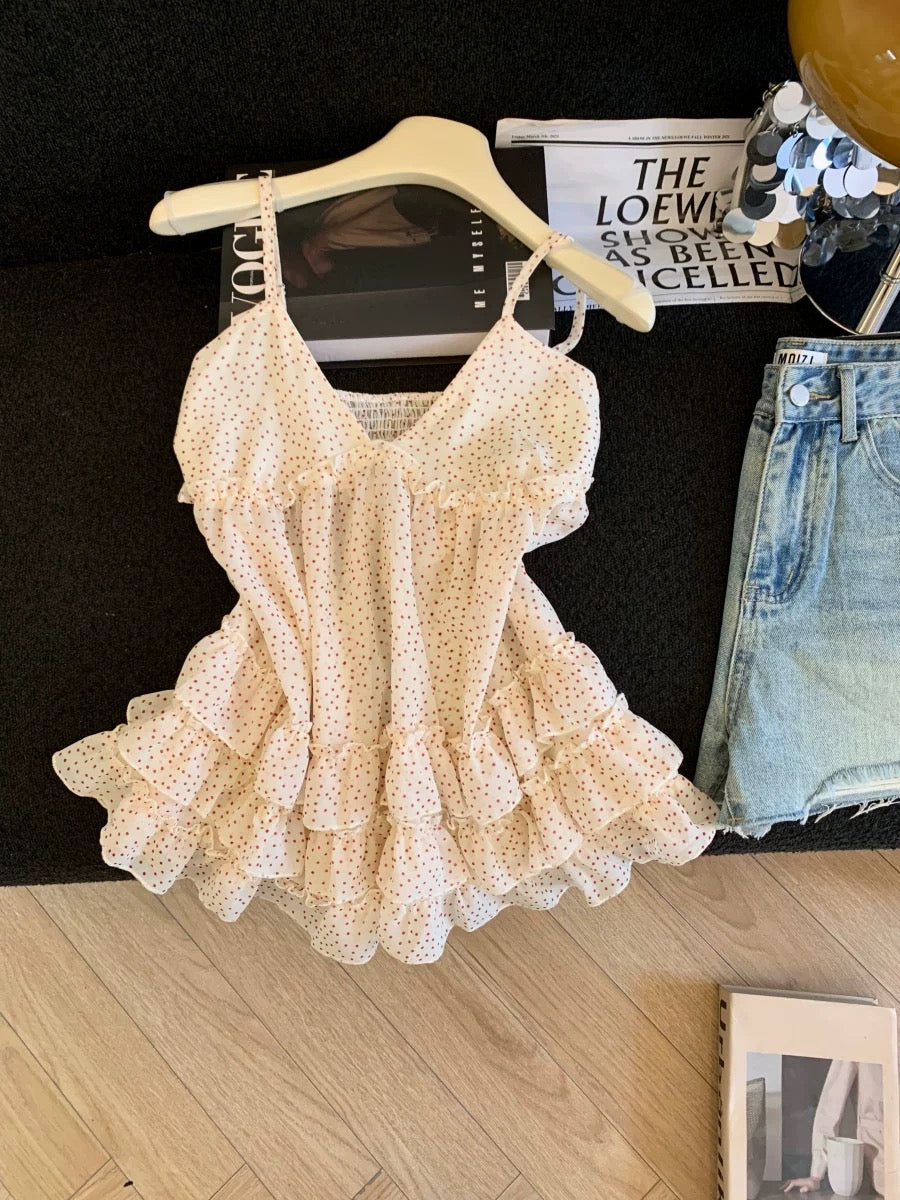 Jade Closet flagship store recommendation: A chic French-style V-neck camisole top for women.