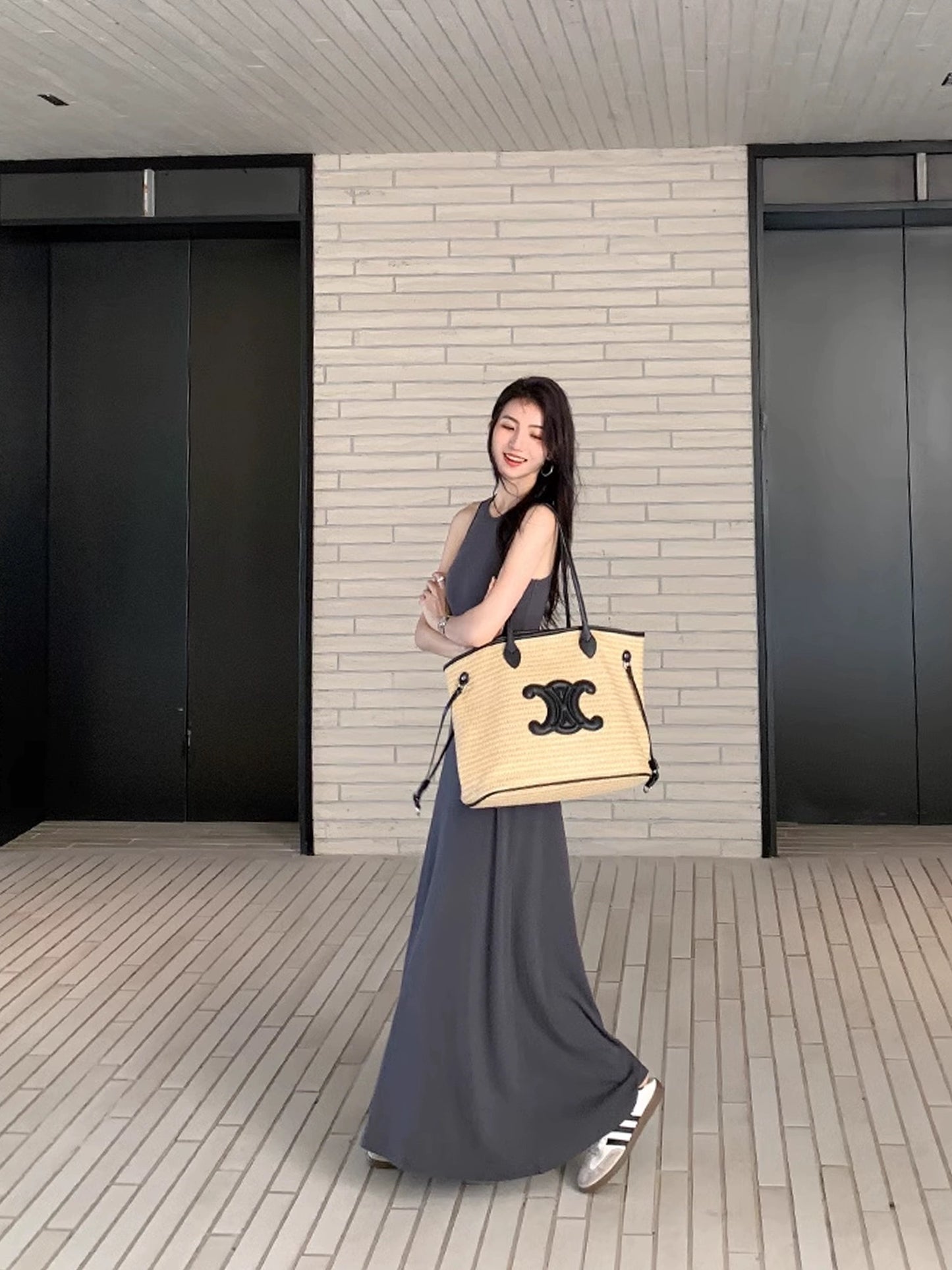 MULVAN Knitted Tank Top Women's 2024 Summer New Slim Fit Sleeveless Dress A-Line Waist Long Skirt