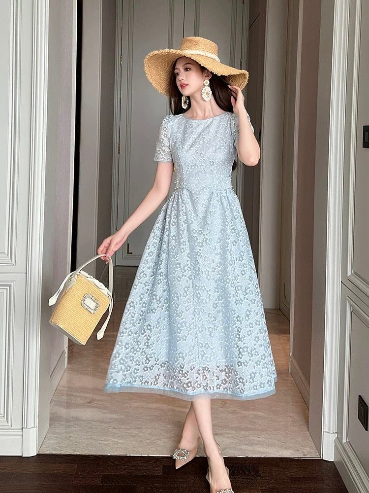 knee length dresses for ladies Beach holiday dress for women French style light luxury temperament ni –  Lee Nhi Boutique