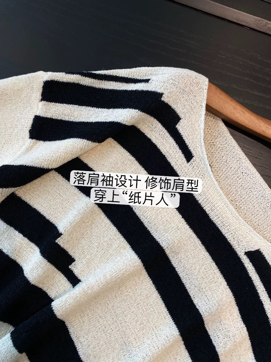 AMR UU◆"Paper Man" lazy and fashionable boyfriend style big sweater loose striped sweater women's sweater autumn new