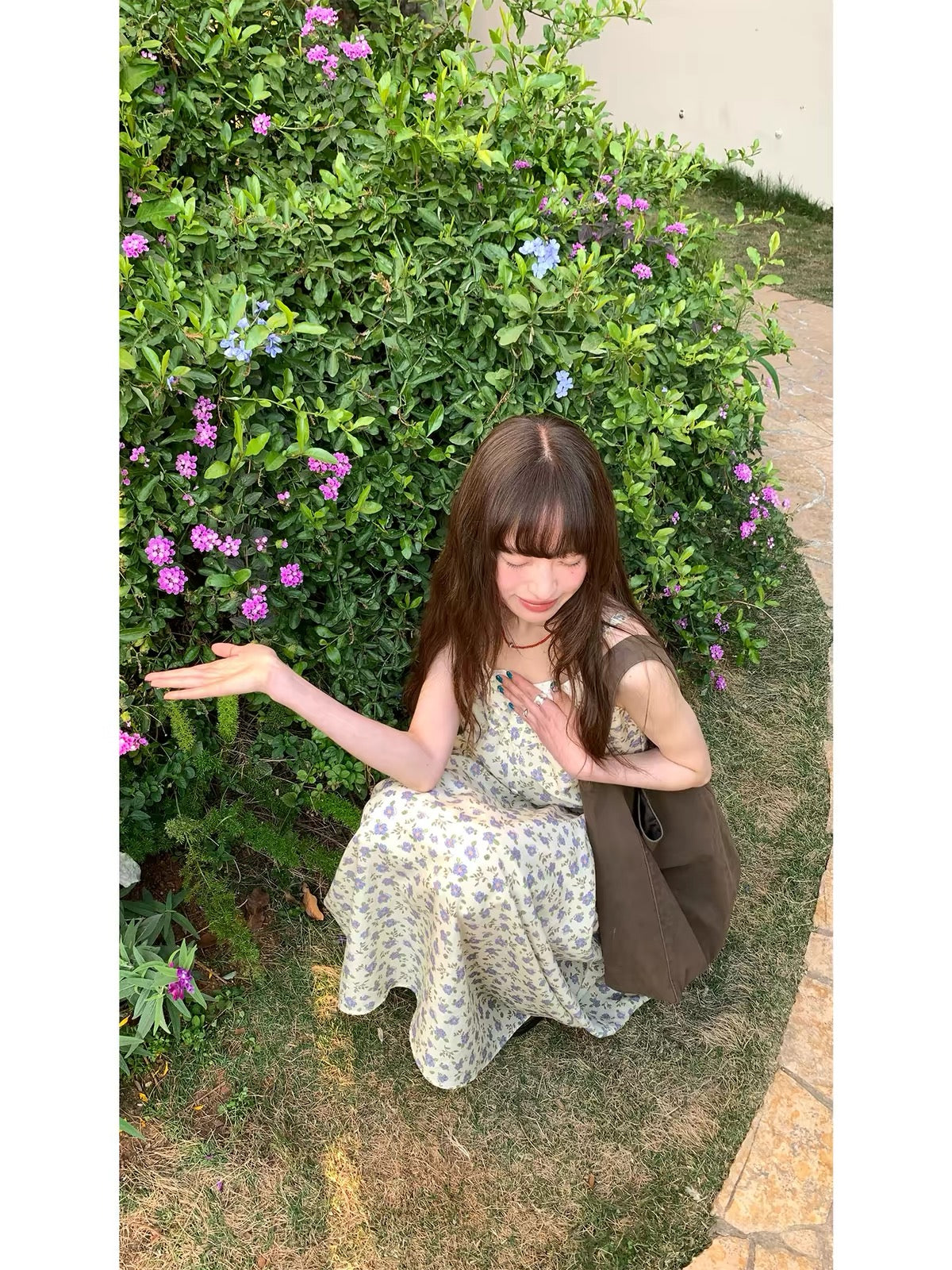 RAINY Springtime Floral Camisole Dress – Vintage-Style Midi Dress with Lace Trim (Spring/Summer)